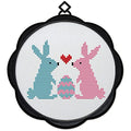 Awesocrafts Cross Stitch Kits Rabbits and Eggs 11CT Stamped Patterns Easy Cross Stitching Embroidery Needlework Kit Supplies (Rabbits) - color: Rabbits