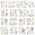 12 Pcs Bible Verse Floral Rub-On Transfers for Furniture & Crafts - style: Bible Verse Floral