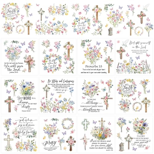 12 Pcs Bible Verse Floral Rub-On Transfers for Furniture & Crafts - style: Bible Verse Floral