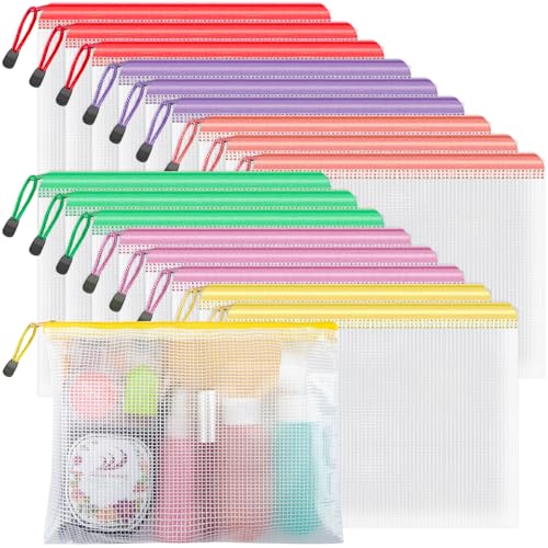 Umriox A5 Mesh Zipper Pouch Bags, 18 Pack Travel Bags, Office Supplies - color: Multicolor, size: A5