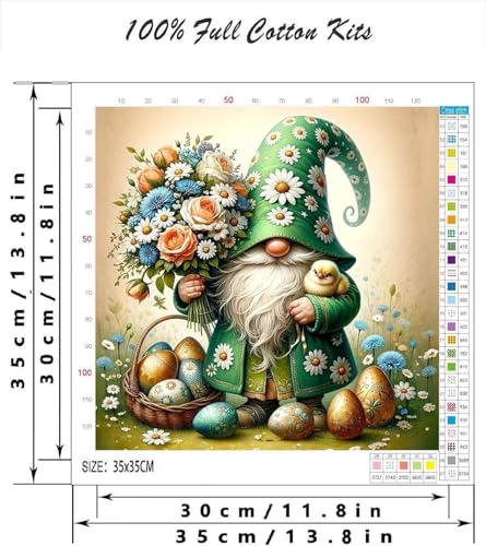 Gnome Stamped Cross Stitch Kits for Adults - Embroidery Kits for Beginners Adults,11 CT Patterns Dimensions Counted Cross Stitch Kits for Adults Arts Craft 14x14 inch - color: Cross stitch-28