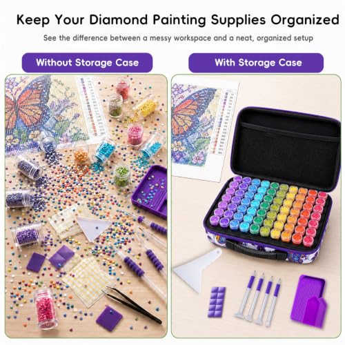 ZORETCO Diamond Painting Storage Case, 60 Slots Diamond Art Kits for Adults - color: Butterfly, size: 60 Jars