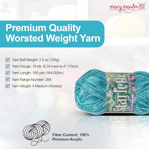 Mary Maxim Starlette Yarn, Acrylic Yarn, 3.5 OZ, 180 Yards, Teal Heather - color: Teal Heather