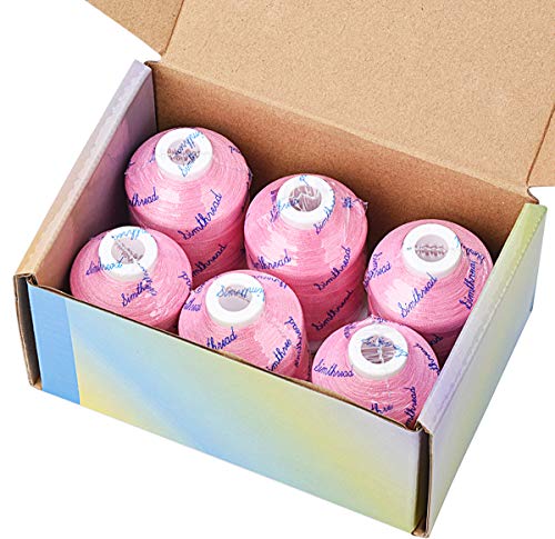 Simthread 6 Pink Polyester Machine Embroidery Threads 1000M(1100Yards) for Brother Babylock Janome Pfaff Singer Bernina Home Embroidery and Sewing Machines (Pink) - color: Pink