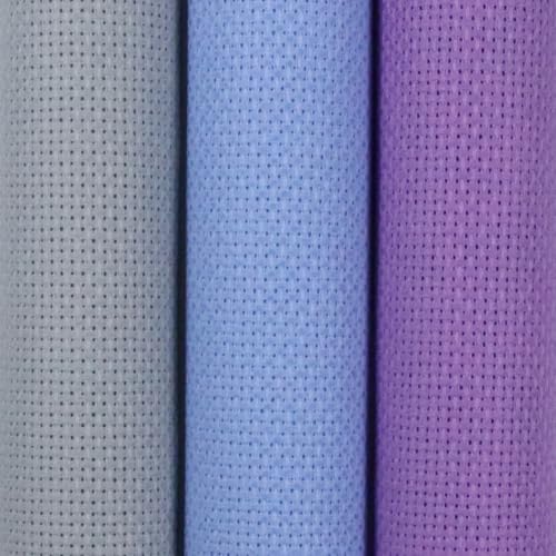 KCS 3 pc of 15" x 18"(38cmx45cm) 14 Count Cross Stitch Cotton Aida Cloth Needlework Rolled Fabric Box,14CT,Light Grey+Light Blue+Lavender - color: Light Grey+light Blue+lavender, size: 14CT