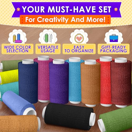 Sewing Thread Set, 36 Colors, 250 Yards Per Spool, Case Included - color: 36 Pcs 250 Yards