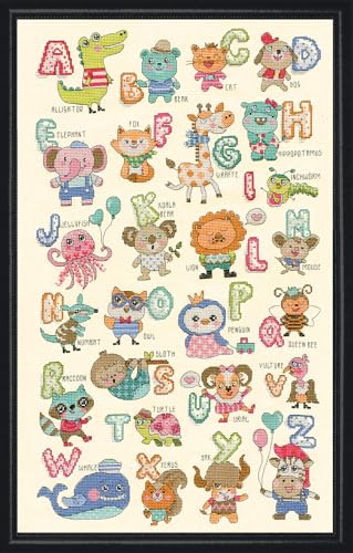 Design Works Crafts ABC Cute Animals, 12 X 20 Counted Cross Stitch Kit, Multicolour