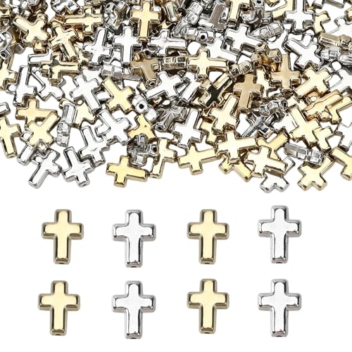 200PCS Mixed Gold and Silver Metal Cross Beads for Jewelry Making - color: Alloy-Gold & Silver