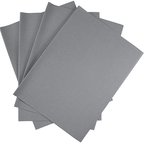 KCS 4 pc of 12" x 18" 14CT Counted Cotton Aida Cloth Cross Stitch Fabric (Light Grey) - color: Light Grey