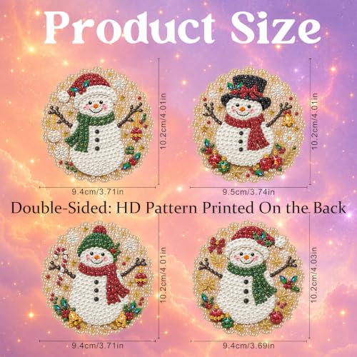 Aeepics Hanging Diamond Art Kit for Adult Mandala, DIY Diamonds Painting Pendant Ornament Kit, Acrylic Diamond Art Painting Board Kit (Snowman-4) - color: Snowman-4
