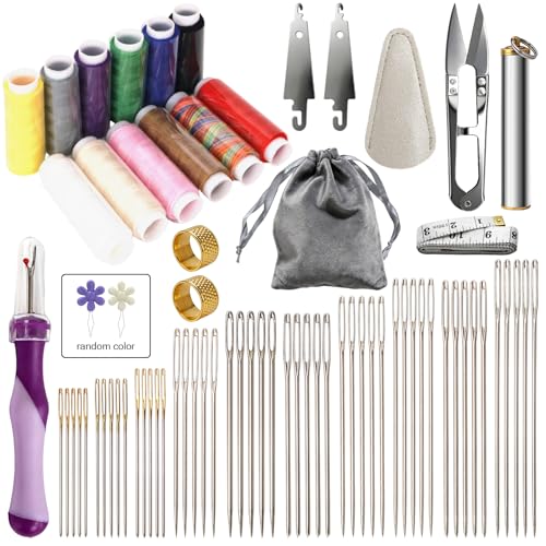 Steel Hand Sewing Needles Set for Denim Jeans Quilting Leather Professional