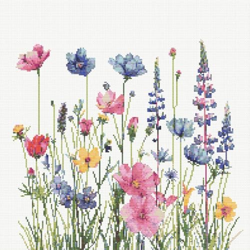 KYOQFVN Flower Stamped Cross Stitch Kits for Adults，11CT Needlepoint Counted Cross Stitch Kits for Beginner，Printed Dimensions - Embroidery Kit Arts and Crafts 14×14 Inch - color: SZXHUA-US