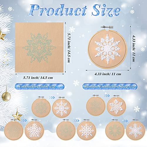 Roowest 6 Sets Christmas Embroidery Kits Snowflake Ornament DIY,Tan - color: Tan