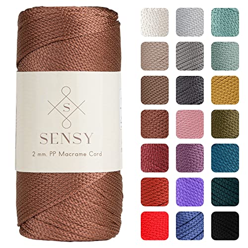 Sensy Premium 2mm 251 Yards Polyester Rope 100% Polypropylene Cord Macrame Cord 2mm Crochet Bag Cord Macrame Rope Crochet Thread Gift for Knitter (Copper) - color: Copper, size: 1 Skein