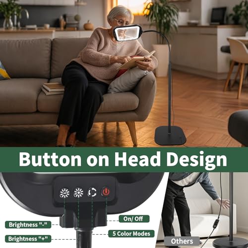 10X 30X Extra Large Magnifying Glass with Light and Stand - color: Matt Black