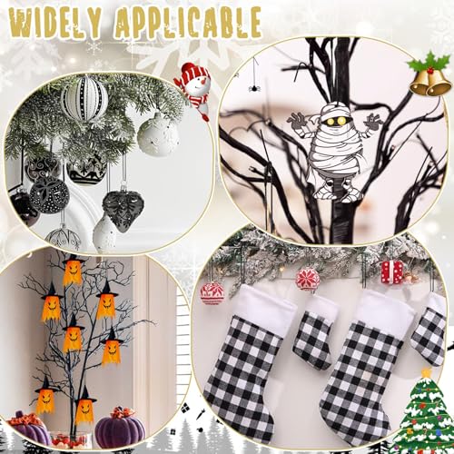 JUNEBRUSHS 600PCS Black Halloween Ornament Hooks Ornament Hangers with Snap - color: Black