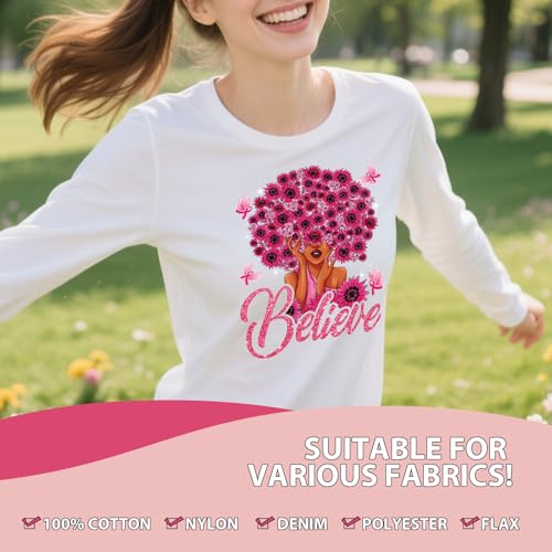 Dtf Transfers Ready to Press - 20Pcs Breast Cancer Awareness Iron on Transfers for Tshirts, Pink Ribbon Iron on Decals Patches, Power Hope Fight Heat Transfer Stickers for DIY Clothing Bags - color: Breast Cancer Awareness578