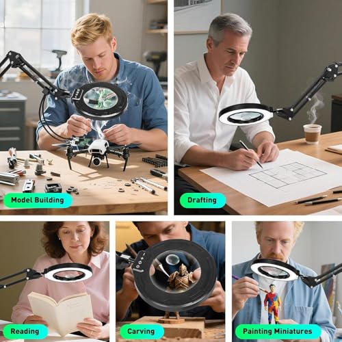 12X 30X Magnifying Glass with Light and Clamp, Soldering Helping Hand - color: Black, size: 12X 30X