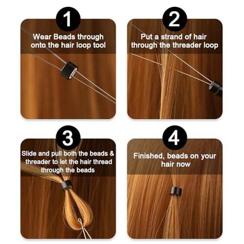 Hair Extension Loop Tool 5Pcs Pulling Needle Wire Loop Threader Hair Threader Removable Hair Extension Looper for Micro Rings Beads