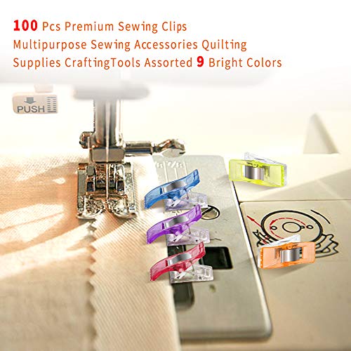 Sewing Clips with Tin Box,100 PCS Fabric Clips for Quilting & Binding
