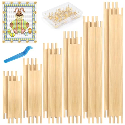 6 Sets Needlepoint Stretcher Bars for Needlework with 40 Tacks, 6 Sizes 24 Pcs Wooden Canvas Stretcher Bars Needlepoint Frame Set Art Supplies for Needlework Embroidery, Embroidery Enthusiasts's Gifts - size: 15/20/25/30/35/40cm*4