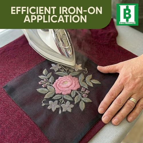 HBI Black Embroidery Stitch Cover Up, Soft Iron-On Backing, 9 in x 10 yd - size: 9" x 10 yd - Black