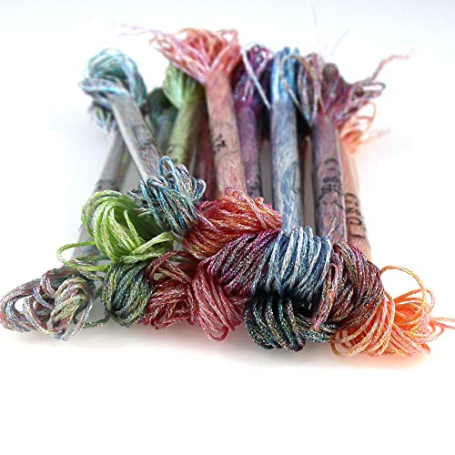 KCS 6-Strand Cross Stitch Metallic Variegated Pearl Shiny Embroidery Floss (12 Skeins # 1) - color: 12 Skeins # 1