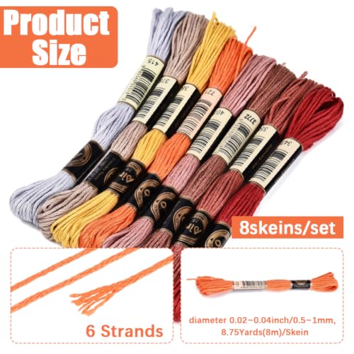 8 Skeins 70 Yards Light Brown Embroidery Thread for Crafts DIY - color: Multi Brown, size: 70 Yards