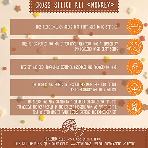 Povitrulya Cross Stitch Kit fors 'Monkey' - color: Monkey