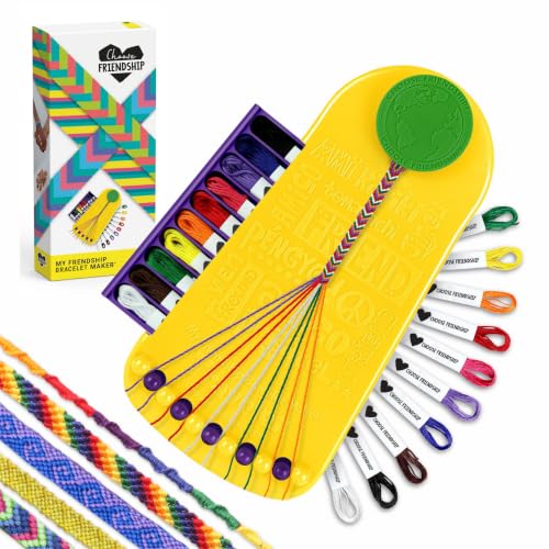 Choose Friendship Bracelet Making Kit – 20 Pre-Cut Threads, Portable Loom with Storage, Makes 8 Bracelets, Craft Gift for Kids Ages 8+, Yellow “Pineapple” - color: Pineapple