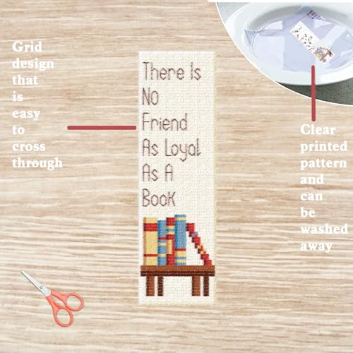 FREEBLOSS 12 Set Cross Stitch Bookmark Kit Bookshelves Stamped Cross Stitch