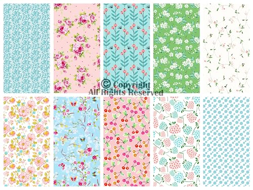Craftido -25 Options- 100% Cotton Quilting Fabric Bundles 10pcs Fat Quarters 18”x21”-Medium Weight 5.2 oz- Soft Cotton for Quilting, Sewing Project, Patchwork, DIY Crafts - Sweet - color: Sweet