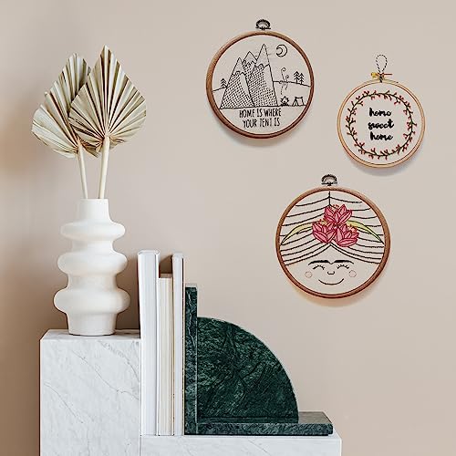 PATIKIL 7inch Embroidery Hoop, 4pcs Cross Stitch Hoop Rubber Imitated Wood Circle Frame Ring for Embroidery Art Craft Sewing Ornaments Hanging Decoration - size: 7in