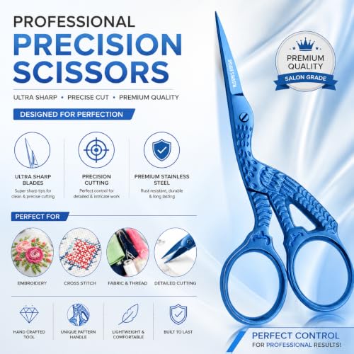 Embroidery Scissors, Stork Scissors for Sewing & Thread Cutting