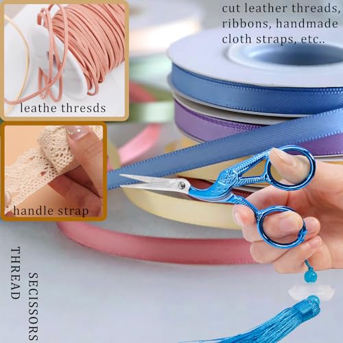 BIHRTC 4.5Inch Little Sewing Scissors Crane Shears with Cover Tassel Stainless Steel Scissor for Crafting Embroidery Needlework DIY Daily Use - size: 4.5inch, style: Style 1790J
