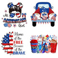 4 Packs USA Patriotic Iron on Transfers Stickers 4th of July Iron on Decals Patches Appliques Heat Transfers Vinyl American Girls Flag Dwarf Design Memorial Day Decals for Clothes Bag Pillow Cover DIY - color: July of 4th A