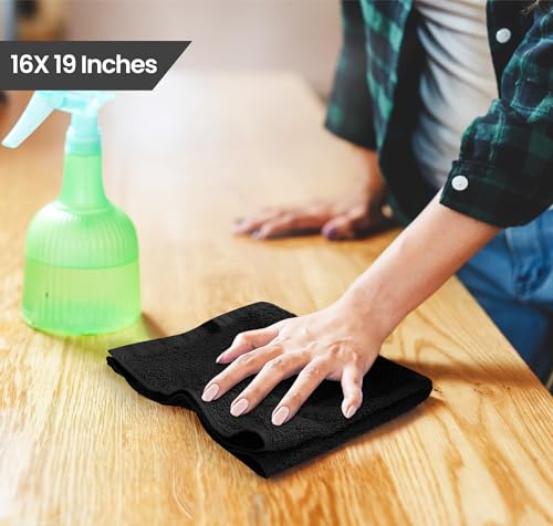 Utopia Towels Kitchen Bar Mops, Pack of 12, 16x19 in, 100% Cotton, Black - color: Black, size: 12 Pack