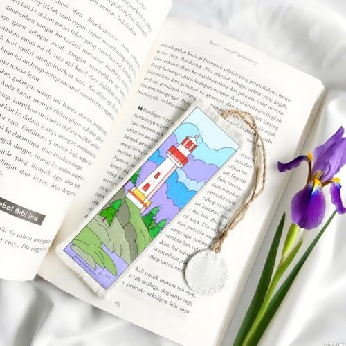 ORIGACH 4 Sheets Water Soluble Embroidery Patterns Stabilizers - 16 Pcs Pre-Printed Landscape Bookmark Designs - Stick & Stitch Embroidery Paper for Hand Sewing Lovers - color: Landscape Bookmark