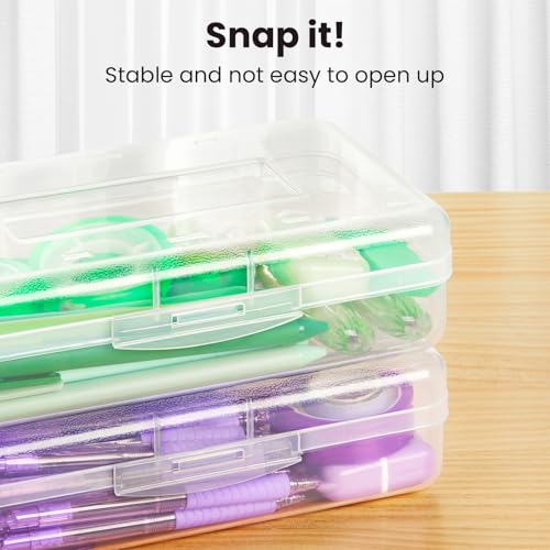 Sooez Plastic Pencil Case Box 6 Pack, Large Crayon Maker Pen Organizer - color: Clear