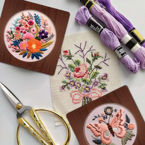 Wenqik 6 Pcs Wood Embroidery Frames for Display Cross Stitch 8'', Square - style: Square