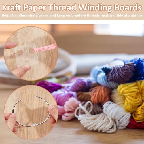 BENECREAT 50 Pcs Floss Drops, Square Acrylic Embroidery Floss Bobbins with 1 Pcs Iron Hanging Ring, Sewing Thread Winding Boards for Embroidery Floss Organization and Sewing Crafts - size: Square