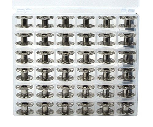 Mandala Crafts Silver Metal Class 15J Empty SA156 Bobbins for Sewing 36 PCs - color: Silver, size: Size A 36 Rolls