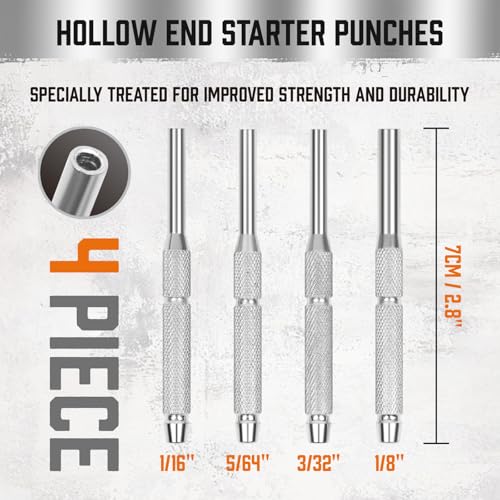 HORUSDY 22-Piece Punch and Hammer Set, Steel Roll Pin Punch Set with Interchangeable Hammer Heads, Durable Punch Tool Kit for Maintenance, with Storage Case