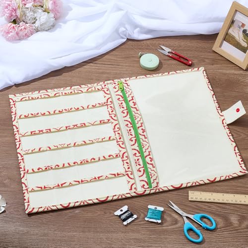 INFUNLY Versatile Needlework Portfolio Project Keeper 10"×13.5" Sewing Folder Needle and Thread Holder for Sewing Supplies Storage Portable Needlework Organiser for Home Traveler Adults Kids Beginner