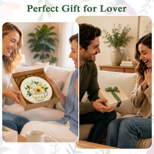 Louise Maelys 3 Pack Flower Pot & Basket Embroidery Kit for Beginners - color: Flower Pot