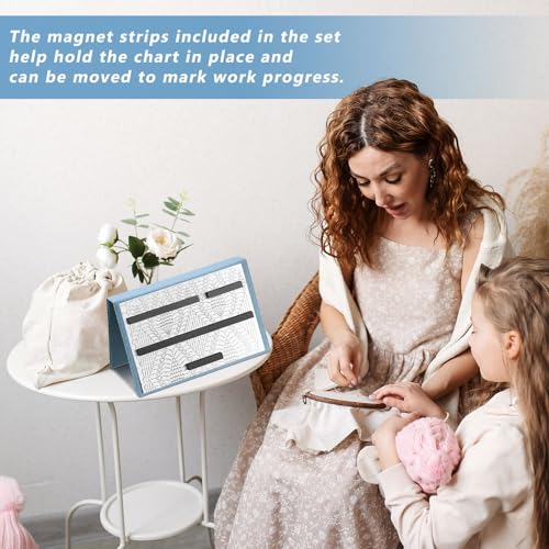 Flutesan 1 Pcs Knitting Pattern Holder, Fold up Cross Stitch Knitting Chart Keeper with Replacement Magnets, Magnetic Cross Stitch Accessories (Folded Size 6.1 x 9 Inch,Dusty Blue) - color: Dusty Blue, size: Folded Size 6.1 x 9 Inch