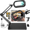 Veemagni 12X Rectangle Magnifying Glass with Light and Stand, Real Glass - color: Black
