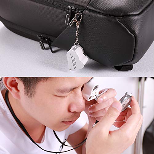 Jiusion 2 Pack Black Portable LED Lighted 30X 60X Jewelry Magnifier Loupe - color: White, size: 2 Pack