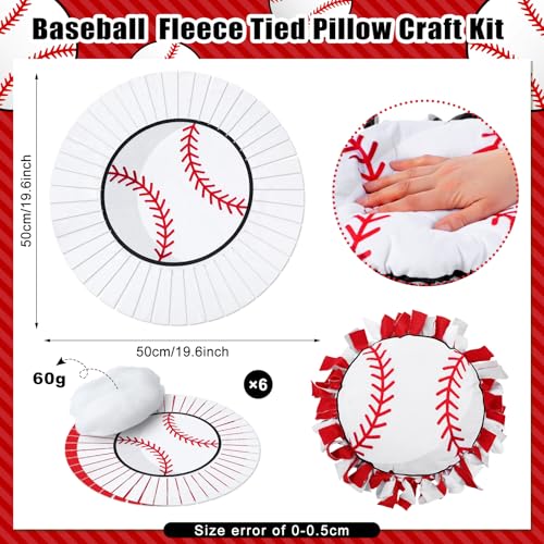 Weysat 6 Sets Baseball Tied Pillow Craft Kit DIY Orange Red White Baseball Shaped Pillow Craft Gifts with PP Cotton for Sports Theme Party Game Day Room Decor VBS School Favors Classroom Giveaways - style: Baseball