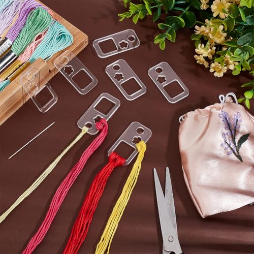 PH PandaHall 30pcs Clear Acrylic Floss Drops Embroidery Thread Organizers Rectangle Thread Drops Acrylic Floss Bobbins Drops for Embroidery Cross Stitch Thread Storage, 1×2inch - size: 1×2inch